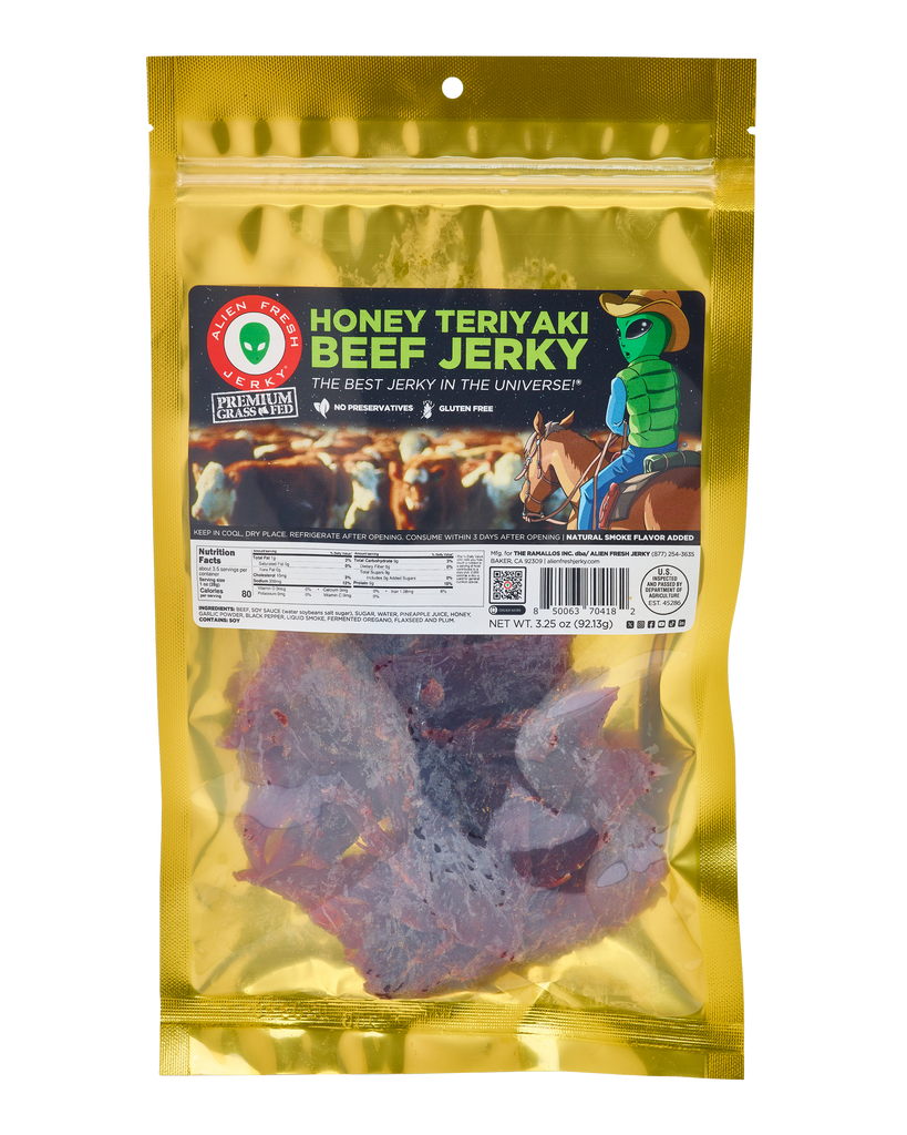 Alien Fresh Jerky - Grass-Fed Beef Jerky Honey Teriyaki Flavor 3.25oz